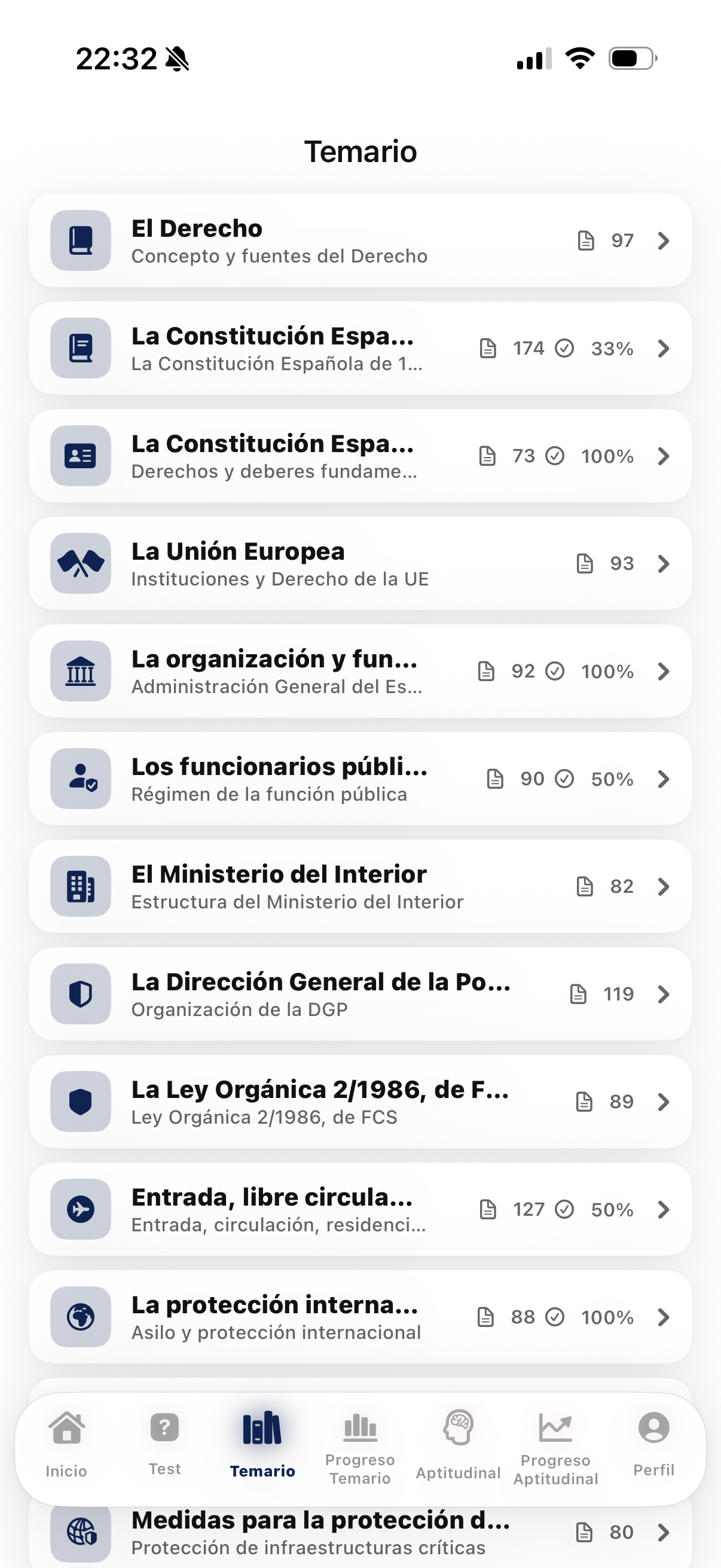 Temario por materias