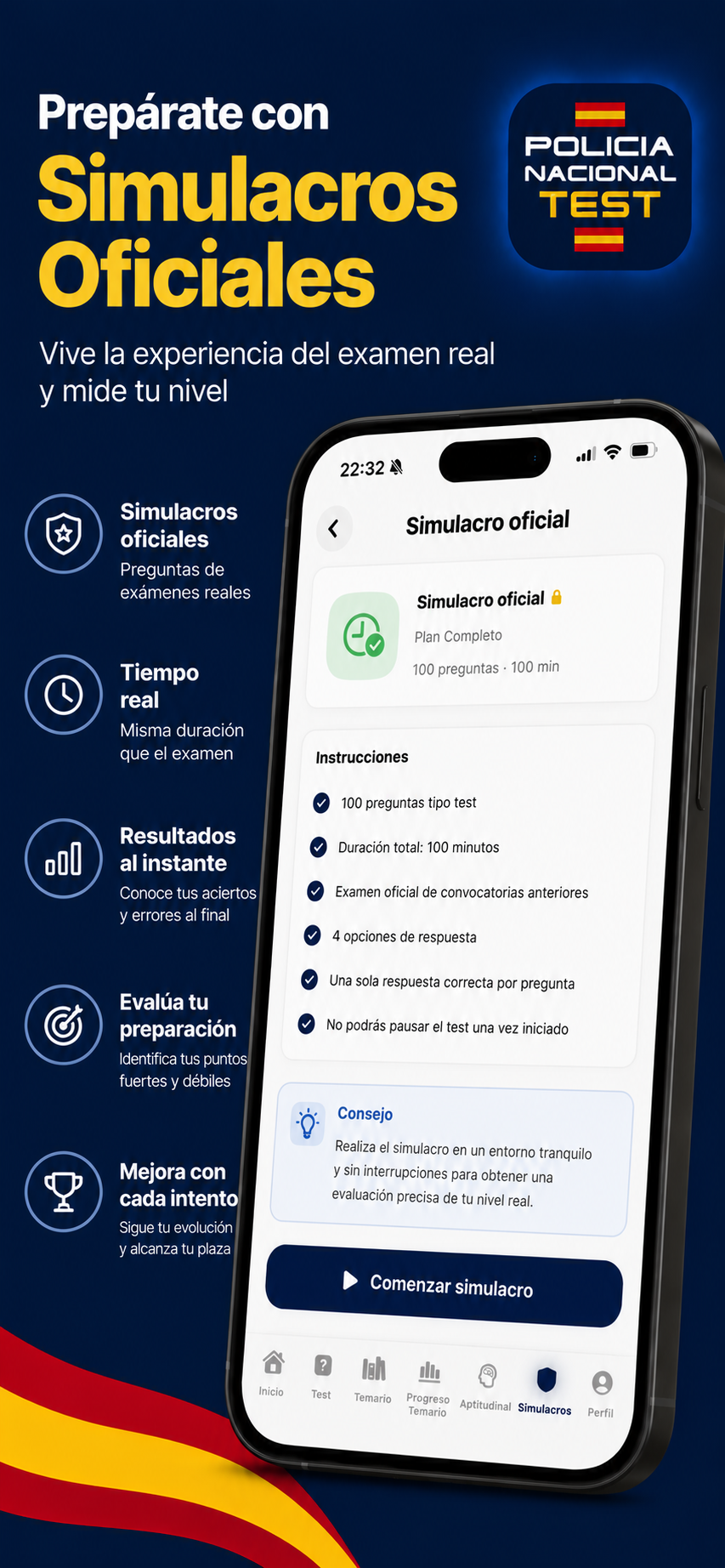 Simulacros oficiales cronometrados
